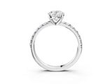 White gold Oval Cut Diamond Solitaire Pavé Engagement Ring with Round Band and Prong Setting_53