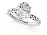 White gold Oval Cut Diamond Solitaire Pavé Engagement Ring with Round Band and Prong Setting_81