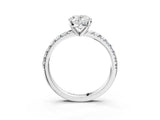 White gold Oval Cut Diamond Solitaire Pavé Engagement Ring with Round Band and Prong Setting_83
