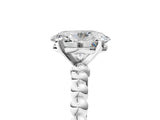 White gold Oval Cut Diamond Solitaire Ring with Beaded Band and Prong Setting_318