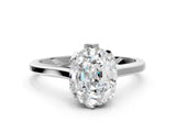 White gold Oval Cut Diamond Solitaire Ring with Flower Prong Setting and Classic Band_27