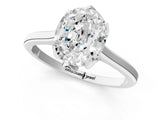 White gold Oval Cut Diamond Solitaire Ring with Flower Prong Setting and Classic Band_28
