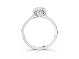 White gold Oval Cut Diamond Solitaire Ring with Flower Prong Setting and Classic Band_30