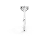 White gold Oval Cut Diamond Solitaire Ring with Flower Prong Setting and Classic Band_306