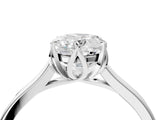White gold Oval Cut Diamond Solitaire Ring with Flower Prong Setting and Classic Band_308