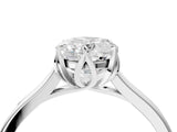 White gold Oval Cut Diamond Solitaire Ring with Flower Prong Setting and Classic Band_31