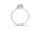 White gold Oval Cut Diamond Solitaire Ring with Flower Prong Setting and Classic Band_324
