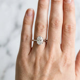White gold Oval Cut Diamond Solitaire Ring with Flower Prong Setting and Classic Band_333