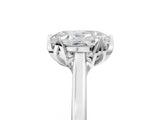 White gold Oval Cut Diamond Solitaire Ring with Flower Prong Setting and Classic Band_69