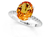 White gold Oval Cut Diamond Solitaire Ring with Four-Prong Setting and Pavé Band_1
