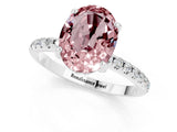 White gold Oval Cut Diamond Solitaire Ring with Four-Prong Setting and Pavé Band_1