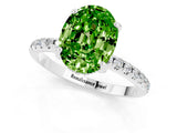 White gold Oval Cut Diamond Solitaire Ring with Four-Prong Setting and Pavé Band_1