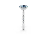 White gold Oval Cut Diamond Solitaire Ring with Four-Prong Setting and Pavé Band_2