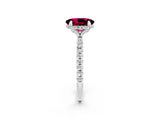 White gold Oval Cut Diamond Solitaire Ring with Four-Prong Setting and Pavé Band_2