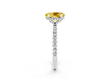 White gold Oval Cut Diamond Solitaire Ring with Four-Prong Setting and Pavé Band_2