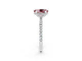 White gold Oval Cut Diamond Solitaire Ring with Four-Prong Setting and Pavé Band_2