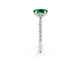 White gold Oval Cut Diamond Solitaire Ring with Four-Prong Setting and Pavé Band_2