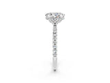 White gold Oval Cut Diamond Solitaire Ring with Four-Prong Setting and Pavé Band_2