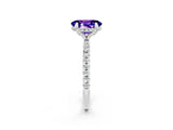 White gold Oval Cut Diamond Solitaire Ring with Four-Prong Setting and Pavé Band_2
