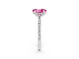 White gold Oval Cut Diamond Solitaire Ring with Four-Prong Setting and Pavé Band_2