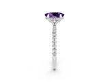 White gold Oval Cut Diamond Solitaire Ring with Four-Prong Setting and Pavé Band_2