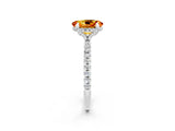 White gold Oval Cut Diamond Solitaire Ring with Four-Prong Setting and Pavé Band_2