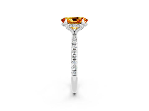 White gold Oval Cut Diamond Solitaire Ring with Four-Prong Setting and Pavé Band_2