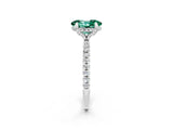 White gold Oval Cut Diamond Solitaire Ring with Four-Prong Setting and Pavé Band_2