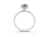 White gold Oval Cut Diamond Solitaire Ring with Four-Prong Setting and Pavé Band_3