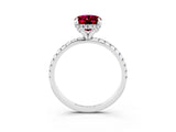 White gold Oval Cut Diamond Solitaire Ring with Four-Prong Setting and Pavé Band_3