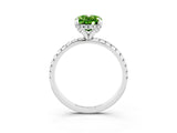 White gold Oval Cut Diamond Solitaire Ring with Four-Prong Setting and Pavé Band_3