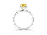 White gold Oval Cut Diamond Solitaire Ring with Four-Prong Setting and Pavé Band_3