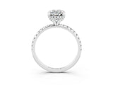 White gold Oval Cut Diamond Solitaire Ring with Four-Prong Setting and Pavé Band_3