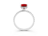 White gold Oval Cut Diamond Solitaire Ring with Four-Prong Setting and Pavé Band_3