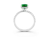 White gold Oval Cut Diamond Solitaire Ring with Four-Prong Setting and Pavé Band_3