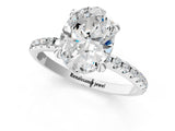 White gold Oval Cut Diamond Solitaire Ring with Four-Prong Setting and Pavé Band_4
