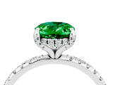 White gold Oval Cut Diamond Solitaire Ring with Four-Prong Setting and Pavé Band_4