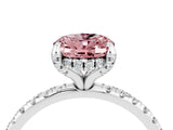 White gold Oval Cut Diamond Solitaire Ring with Four-Prong Setting and Pavé Band_4