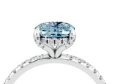 White gold Oval Cut Diamond Solitaire Ring with Four-Prong Setting and Pavé Band_4