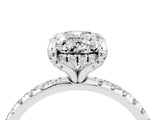 White gold Oval Cut Diamond Solitaire Ring with Four-Prong Setting and Pavé Band_4