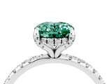 White gold Oval Cut Diamond Solitaire Ring with Four-Prong Setting and Pavé Band_4