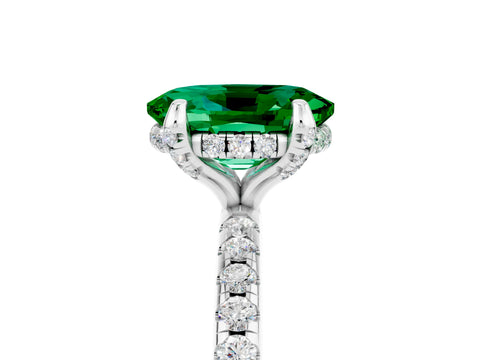 White gold Oval Cut Diamond Solitaire Ring with Four-Prong Setting and Pavé Band_5