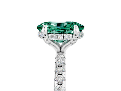 White gold Oval Cut Diamond Solitaire Ring with Four-Prong Setting and Pavé Band_5