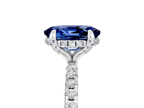 White gold Oval Cut Diamond Solitaire Ring with Four-Prong Setting and Pavé Band_5