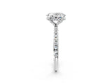 White gold Oval Cut Diamond Solitaire Ring with Four-Prong Setting and Pavé Band_5