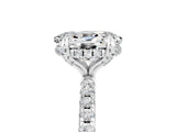 White gold Oval Cut Diamond Solitaire Ring with Four-Prong Setting and Pavé Band_5