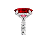 White gold Oval Cut Diamond Solitaire Ring with Four-Prong Setting and Pavé Band_5