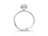 White gold Oval Cut Diamond Solitaire Ring with Four-Prong Setting and Pavé Band_6