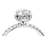 White gold Oval Cut Diamond Solitaire Ring with Four-Prong Setting and Pavé Band_7