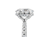 White gold Oval Cut Diamond Solitaire Ring with Four-Prong Setting and Pavé Band_8